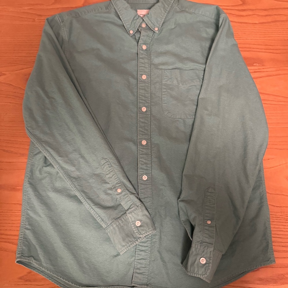 American Eagle Outfitters Blue and Green Casual Button Down Shirt